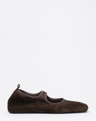 Bimba & Lola Suede Tricot Ballerina Flats in Dark Brown at Nordstrom, Size 39