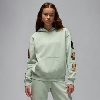Nike Jordan Womens Jordan Brooklyn Fleece Pullover Hoodie in Green | HJ0202-017