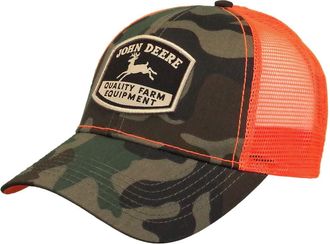 John Deere Camo HI-Viz Hat W/Retro Logo, Green