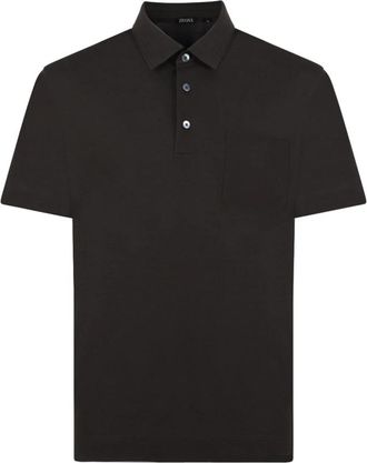 Ermenegildo Zegna Bruin poloshirt met borstzak - Heren - Polos - Bruin - M - Katoen - Tops