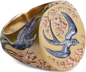 Castro Smith 9kt geelgouden Swallow Hummingbird zegelring