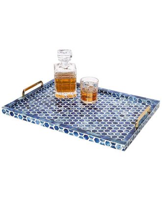 Tozai Home Twos Company Inlaid Decorative Rectangle Serving Tray