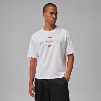Nike Jordan Mens Jordan Flight Script T-Shirt in White | IF3014-100