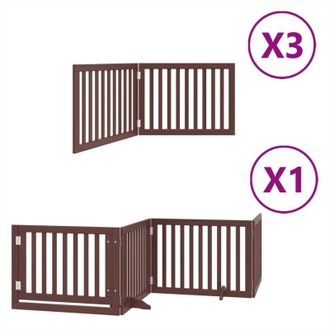 vidaXL Puerta De Perros Plegable 10 Paneles Madera &Aacute;lamo Marr&oacute;n 800 Cm Vidaxl