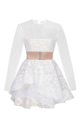 Alex Perry Aubrey bandeau floral lace mini dress