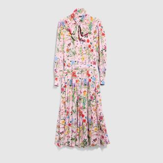 Gucci Printed Silk Chemisier Dress, Pink