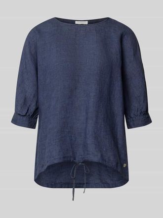 Fynch-Hatton Fynch-Hatton Leinenbluse mit Kordelzug und Rundhalsausschnitt in Marine, Gr&ouml;&szlig;e 34