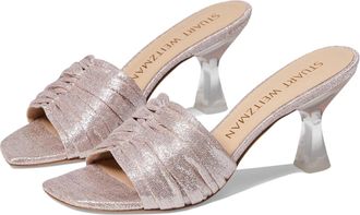Stuart Weitzman Womens Stuart Weitzman Ruche Sandal Poudre Square Toe Spool Heel RHS7535
