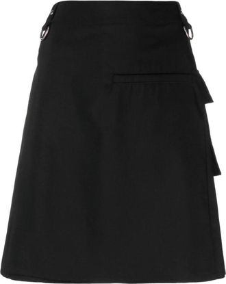 Givenchy Asymmetrische Mini-wikkelrok met D-ringdetail - Dames - Korte rokken - Zwart - XS - Rokken