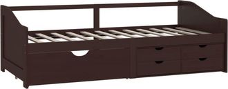 vidaXL 3-Seater Day Bed without Mattress Dark Brown Solid Pinewood 90x200cm Vidaxl