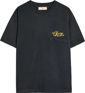 Cherry Los Angeles Five Star Logo-print Washed Cotton T-shirt - Black - XL