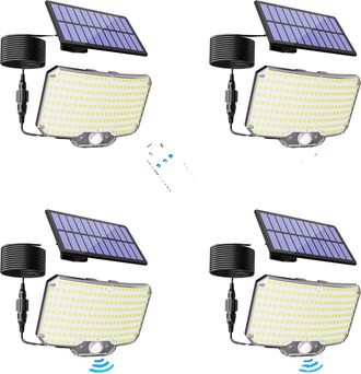 OEM Aplique Solar De Pared Para Exteriores, Con Control Remoto, Dise&ntilde;o Impermeable, 4 Unidades