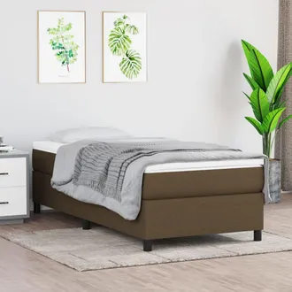 vidaXL Estructura De Cama Con Somier Tela Marr&oacute;n Oscuro 100x200 Cm Vidaxl
