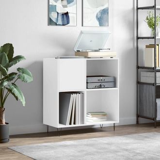 vidaXL Vidaxl Mobile Porta Dischi Bianco 84,5x38x89 Cm In Legno Multistrato