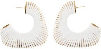 Panacea Leather Cord Wrapped Hoop Earrings in White at Nordstrom
