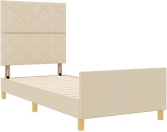 vidaXL Estructura De Cama Con Cabecera Crema 100 X 200 Cm Tela Vidaxl
