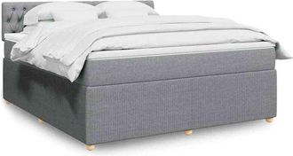 vidaXL Vidaxl - Cama Box Spring Con Colch&oacute;n Tela Gris Claro 180x200 Cm