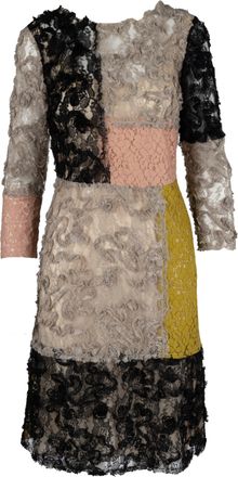 Moschino Voordelige en chique Moschino jurk met kleurblokken en kant - jaren 2010