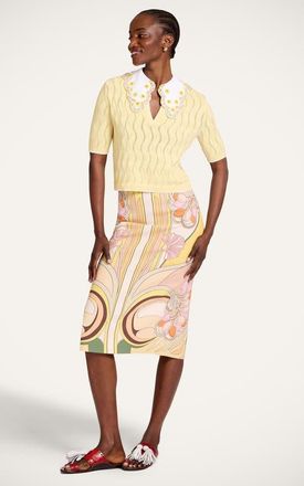 La DoubleJ Pencil Skirt in Tulip Plac&eacute;e Pale Pink at Nordstrom, Size X-Large