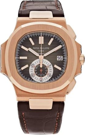 Patek Philippe 2022 Nautilus Tiffany & Co. 40.5mm - unisex - 18kt Rose Gold/Alligator/Sapphire Glass - One Size - Brown