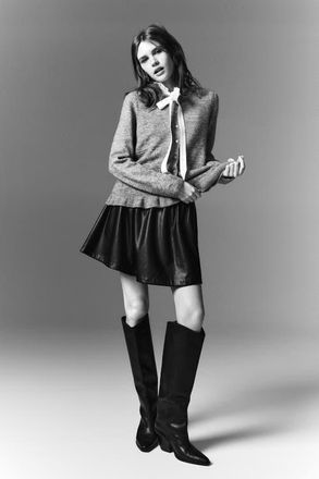 H&M Pointelle-knit Cardigan in Gray Melange at Nordstrom, Size X-Small