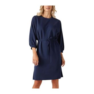 Minus Dames, Jurken, Blauw, Maat: S Wol