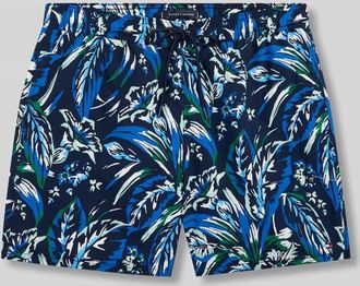 Tommy Hilfiger Regular Fit Badeshorts mit Allover-Muster in Marine, Gr&ouml;&szlig;e XXL