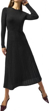 Joseph Ribkoff Elegant Pleated A-Line Dress In Black