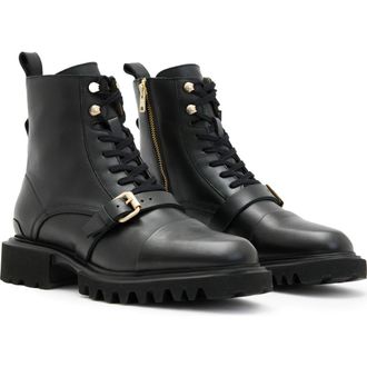 AllSaints Tori Lug Sole Boot in Black/warm Brass at Nordstrom Rack, Size 10.5Us / 40.5Eu