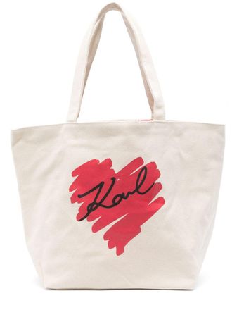 Karl Lagerfeld K/Hearts omkeerbare shopper - Beige