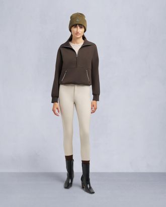 Moose Knuckles Womens Mix Media Quarter Zip Sweater