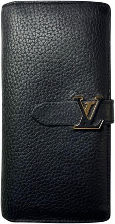 Louis Vuitton Black Noir Leather Long Wallet (Tri-Fold) (Pre-Owned)
