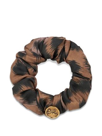 Etro animal-patterned scrunchie - Brown