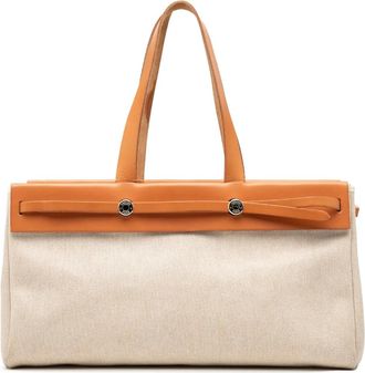 Herm&egrave;s Borsa tote Herbag Cabas MM in tela Toile 2002 - Marrone