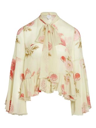 Giambattista Valli ruffled floral blouse - women - Silk - 46 - Neutrals