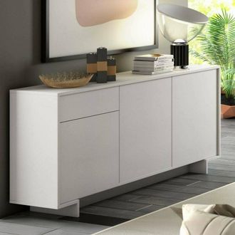 Dmora Aparador Agrifoglio, Aparador De Sal&oacute;n, Buffet De Sal&oacute;n Con 3 Puertas Y 1 Caj&oacute;n, 100% Made In Italy, 170x42h78 Cm, Blanco, Con Embalaje Reforzado - Dm