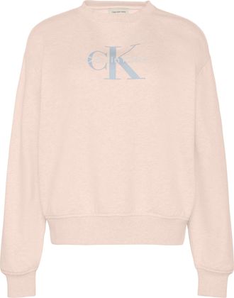 Calvin Klein Jeans Sweatshirt CALVIN KLEIN JEANS LS MONOLOGO FRENCH TERRY RLXD CR, Damen, Gr. XXL (46), buff beige, Web, Obermaterial: 100% Baumwolle, regular fit normal