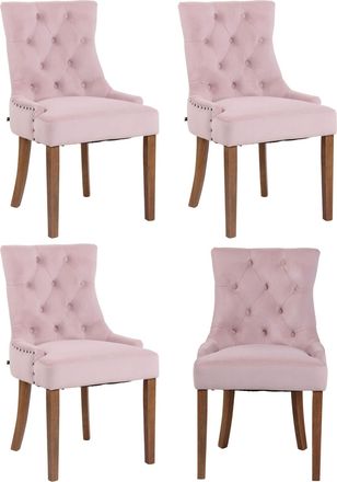Clp Clp - Juego De 4 Sillas De Comedor Aberdeen En Terciopelo Rosado Antiguo Claro