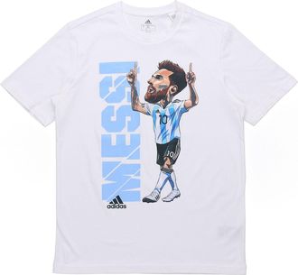 adidas Messi Icon T M Soccer/Football Casual Sports Short Sleeve White HA5451
