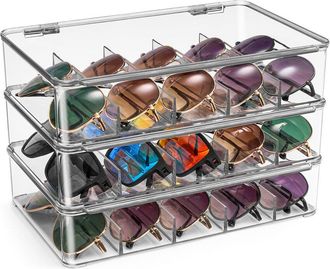 Sorbus Set Of 3 Sunglasses Organizer, Display & Storage Cases