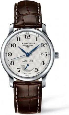 Longines Master Power Reserve Silver Dial Leather Strap Mens Watch L2.708.4.78.3