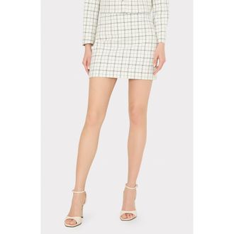 Milly Modern Plaid Miniskirt in White/Black at Nordstrom, Size 12