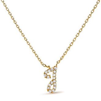 House of Brilliance 10K Gold Diamond Accent A-Z Initial Script Style Pendant Necklace in Yellow | J at Nordstrom