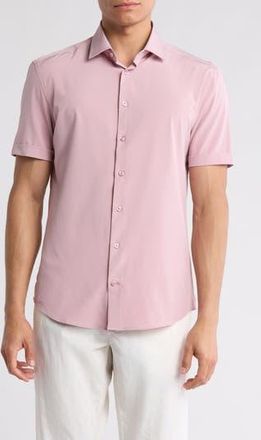 Soul of London Microfiber Stretch Short Sleeve Button-Down Shirt in Dusty Pink/Rose Cendre at Nordstrom Rack, Size Xx-Large