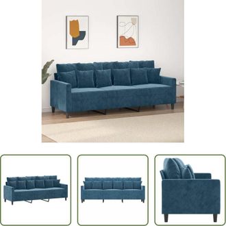vidaXL Divano in velluto - Divano a 3 Posti Blu 180 cm in Velluto
