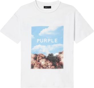Purple T-shirt con stampa grafica - Bianco