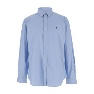 Polo Ralph Lauren Overhemden, Heren, Blauw, S, Katoen, Custom Fit Shirt