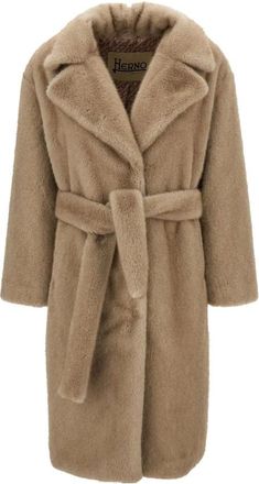 Herno Jassen, Dames, Beige, S, Leer, Zachte Alternatieve Bontjas