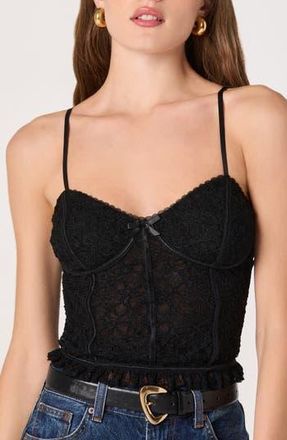 ASTR the Label Lace Bustier Crop Camisole in Black at Nordstrom Rack, Size Large