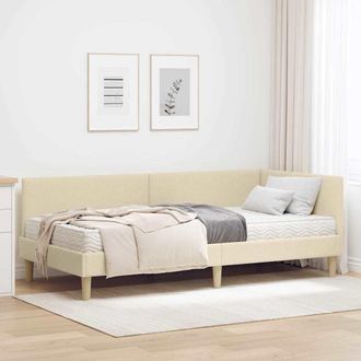 vidaXL Estructura De Cama Esquina Con Colch&oacute;n 2 Uds. Crema 90 X 200 Cm Vidaxl